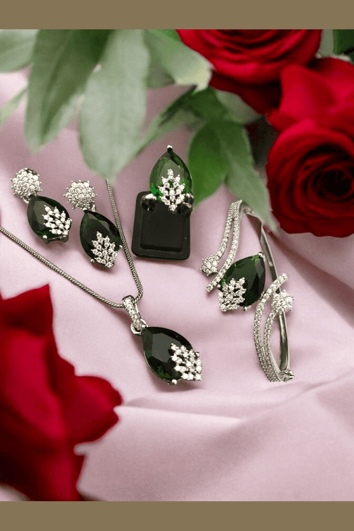 Aganya kreation Combo Elegant Kunika Combo Jewelry Set - Copper Alloy & Silver Plating