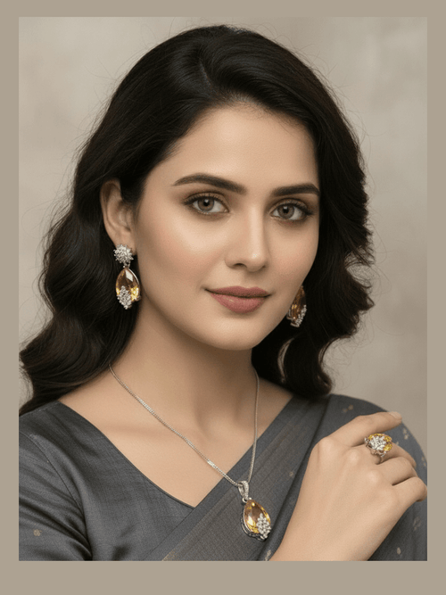 Aganya kreation Combo Elegant Sahiba Combo Jewelry Set - Copper Alloy & Silver Plating | For Women & Girls