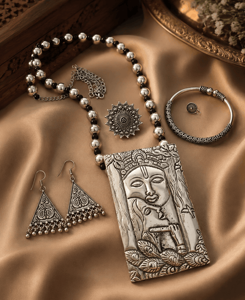 Aganya kreation Combo Indie Glow Oxidised Jewellery combo Set 1