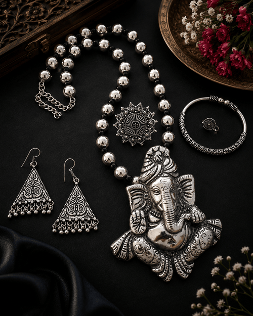 Aganya kreation Combo Indie Glow Oxidised Jewellery combo Set 2
