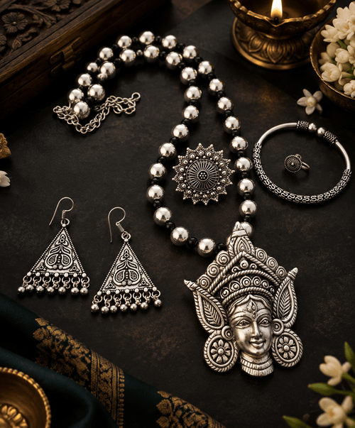 Aganya kreation Combo Indie Glow Oxidised Jewellery combo Set 3