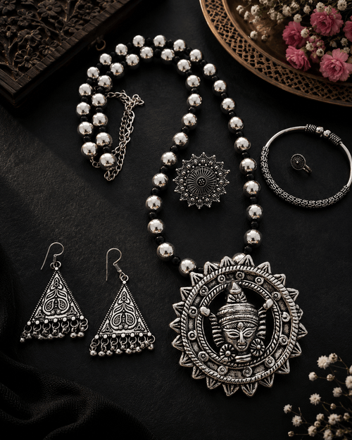 Aganya kreation Combo Indie Glow Oxidised Jewellery combo Set 4