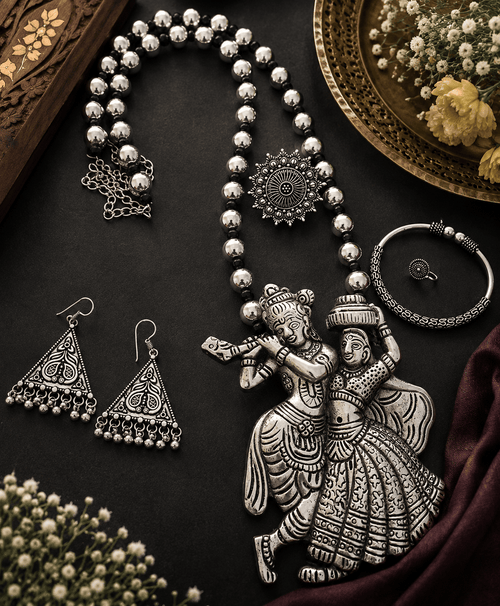 Aganya kreation Combo Indie Glow Oxidised Jewellery combo Set 5