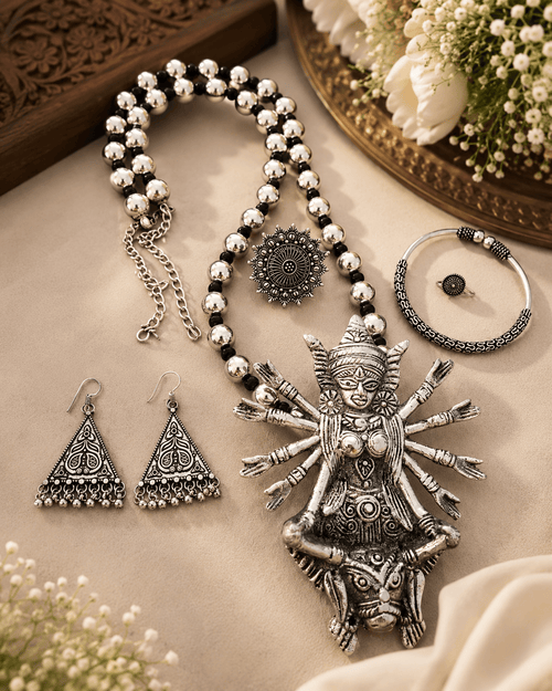 Aganya kreation Combo Indie Glow Oxidised Jewellery combo Set 6