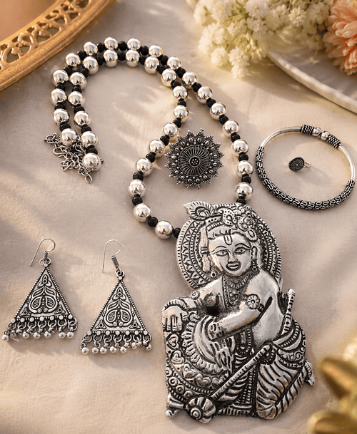 Aganya kreation Combo Indie Glow Oxidised Jewellery combo Set 7