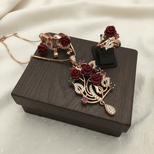 Aganya kreation Combo Isla Combo: Elegant Rose Gold Jewelry Set