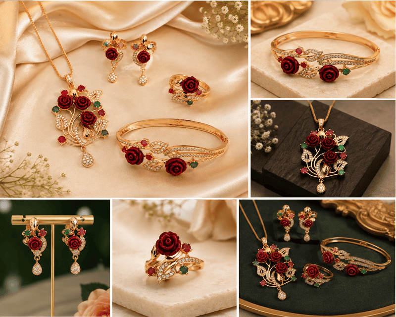 Aganya kreation Combo Isla Combo: Elegant Rose Gold Jewelry Set