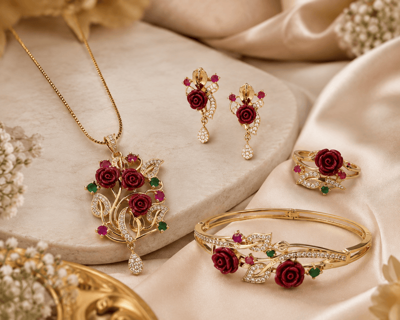 Aganya kreation Combo Isla Combo: Elegant Rose Gold Jewelry Set