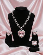 Aganya kreation Combo Love valentine Combo - Heart Necklace, Studs & Ring Set