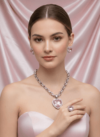 Aganya kreation Combo Love valentine Combo - Heart Necklace, Studs & Ring Set