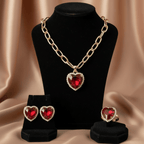 Aganya kreation Combo Love valentine Combo - Heart Necklace, Studs & Ring Set