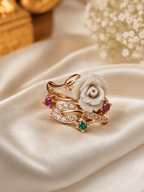 Aganya kreation Combo Roselle Bloom – Rose Gold Floral Jewelry Set