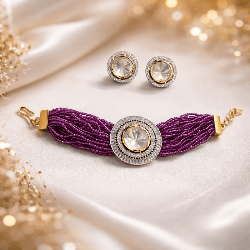 Aganya kreation Combo Shipra Polki Kundan Combo: Elegant Bracelet & Earrings Set