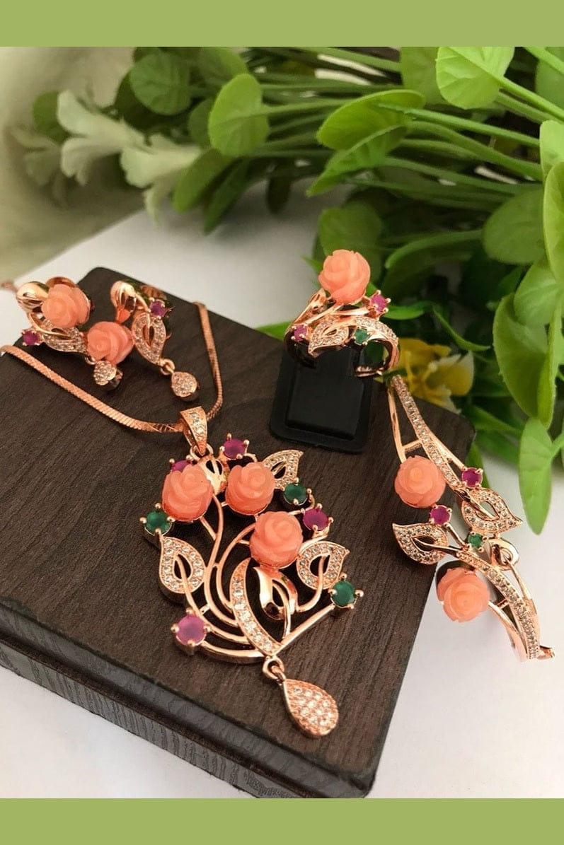 Aganya kreation Combo Sonali Combo - Elegant Rose Gold Jewelry Set