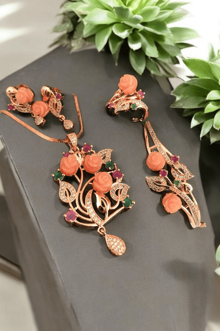 Aganya kreation Combo Sonali Combo - Elegant Rose Gold Jewelry Set