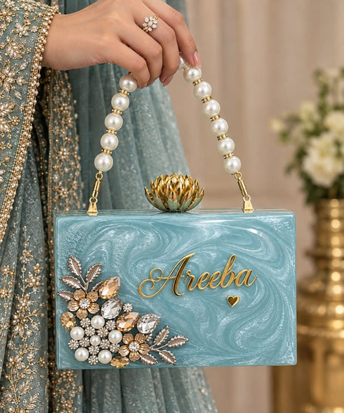 Aganya kreation Customisable clutches Ishqnama Personalised Name Clutch for Women | Custom Designer Box Clutch