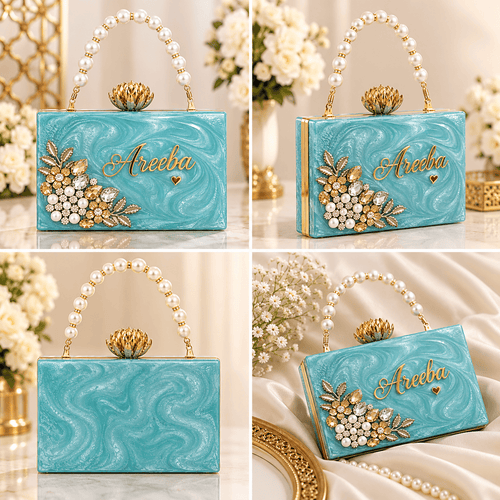 Aganya kreation Customisable clutches Ishqnama Personalised Name Clutch for Women | Custom Designer Box Clutch