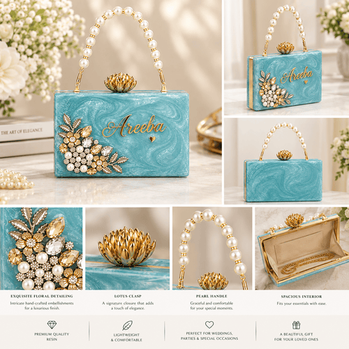 Aganya kreation Customisable clutches Ishqnama Personalised Name Clutch for Women | Custom Designer Box Clutch