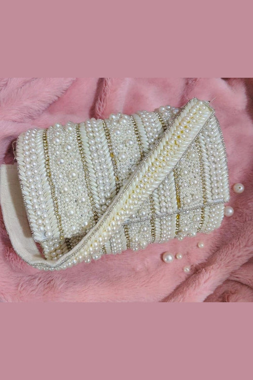 Aganya kreation Designer clutches Amara Designer Clutch - Elegant Pearl Bridal Purse