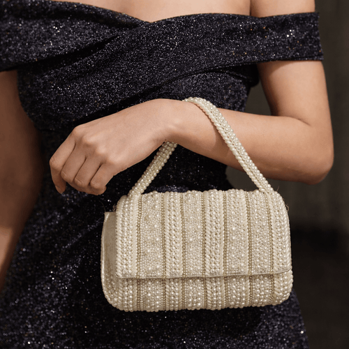 Aganya kreation Designer clutches Amara Designer Clutch - Elegant Pearl Bridal Purse