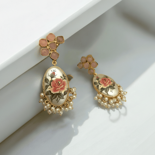 Aganya kreation Earrings Aabhikya Japanese Real Pearl Earrings - Elegant Brass Design