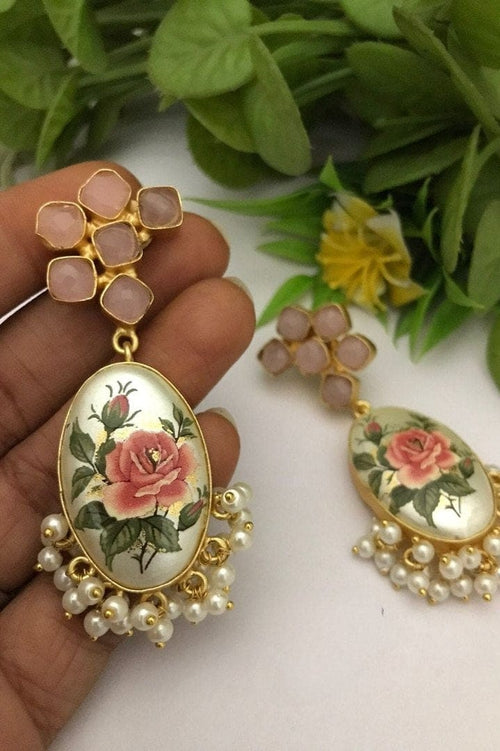 Aganya kreation Earrings Aabhikya Japanese Real Pearl Earrings - Elegant Brass Design