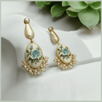 Aganya kreation Earrings Afea Real Pearl Earrings - Hand-Painted Floral Design
