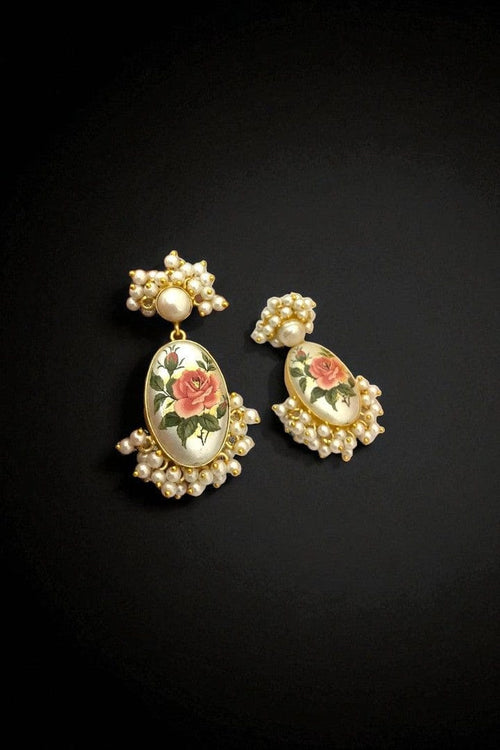 Aganya kreation Earrings Alison Real Pearl Earrings - Elegant Brass & Gold Plating