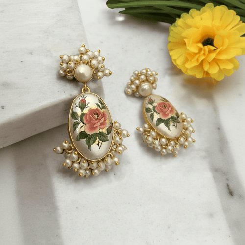 Aganya kreation Earrings Alison Real Pearl Earrings - Elegant Brass & Gold Plating