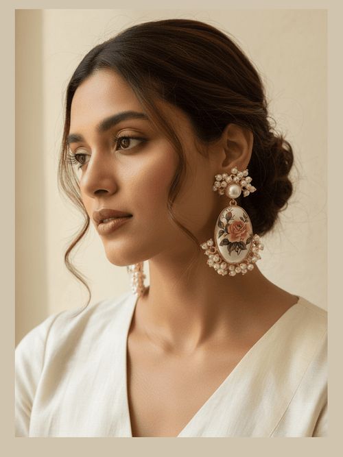 Aganya kreation Earrings Alison Real Pearl Earrings - Elegant Brass & Gold Plating