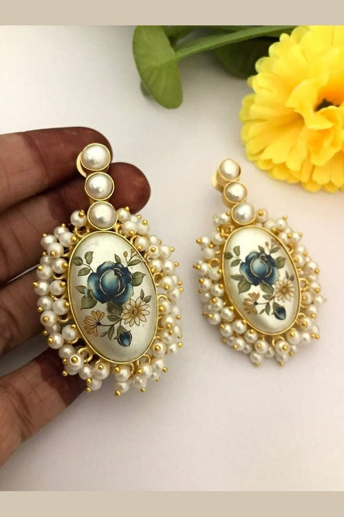 Aganya kreation Earrings Arunima Real Pearl Earrings - Elegant Brass & Gold Design