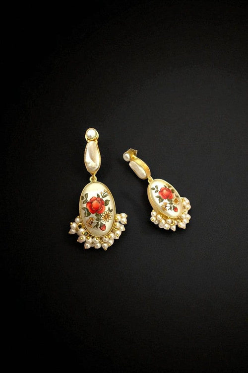 Aganya kreation Earrings Ati Real Pearl Earrings - Elegant Brass & Gold Plated Design