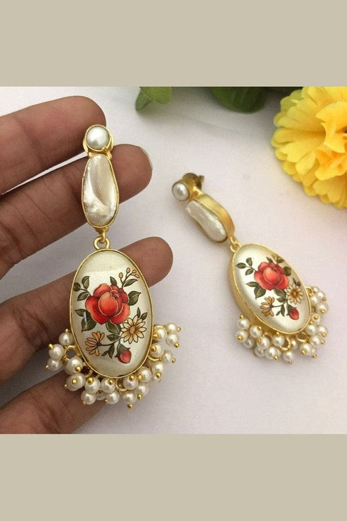 Aganya kreation Earrings Ati Real Pearl Earrings - Elegant Brass & Gold Plated Design