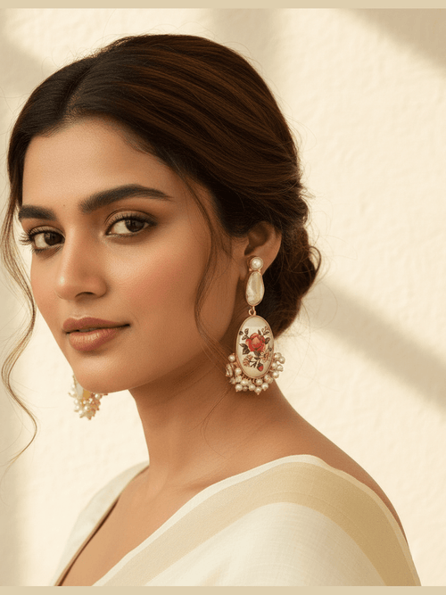 Aganya kreation Earrings Ati Real Pearl Earrings - Elegant Brass & Gold Plated Design