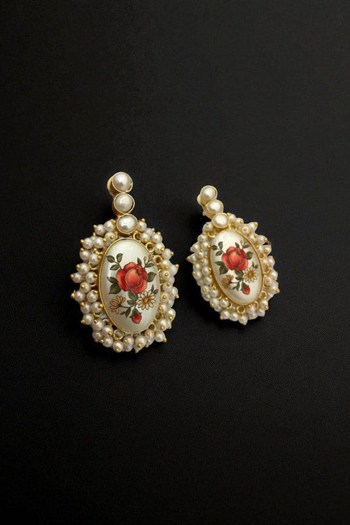 Aganya kreation Earrings Bhavini Real Pearl Earrings - Elegant Brass & Gold Design