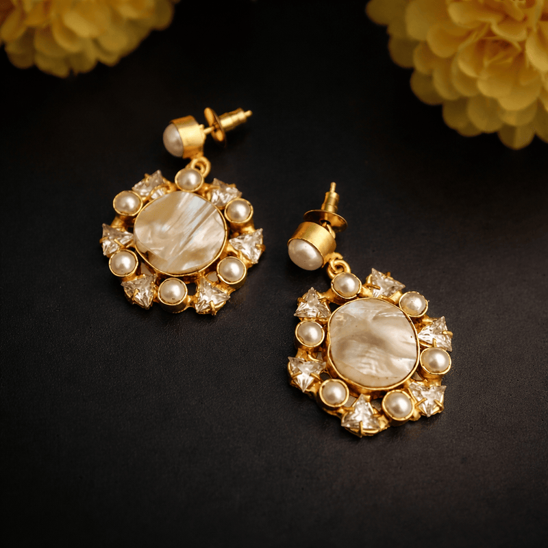 Aganya kreation Earrings Camla Elegant Handcrafted Baroque Pearl & Polki Kundan Earrings