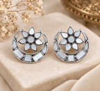 Aganya kreation Earrings Chandra Earrings - Exquisite Moon Shaped Mirror Jewelry