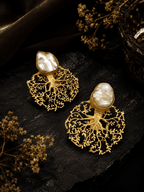 Aganya kreation Earrings Chandrika Real Pearl Earrings — Organic Baroque Forms in 22k Gold-Plated Brass