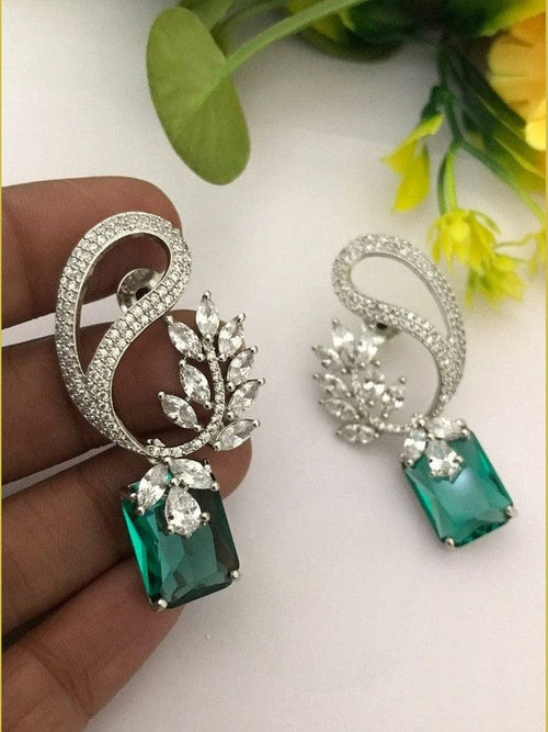Aganya kreation Earrings Cynthia Earrings - Elegant Silver Plated Jewelry Mint Green