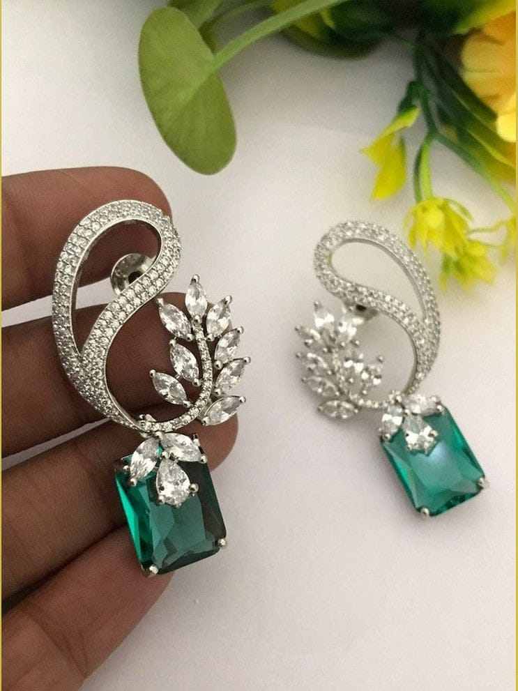 Aganya kreation Earrings Cynthia Earrings - Elegant Silver Plated Jewelry Mint Green