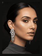 Diamond Diva Earrings with AAA+ American diamonds in silver polished pure brass by Aganya Kreation