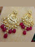 Aganya kreation Earrings Droplets Earrings - Exquisite Kundan Jewelry by Aganya Kreation Red