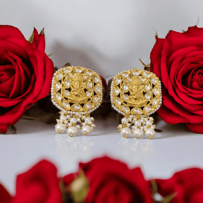 Aganya kreation Earrings Ekdant Polki Kundan Earrings - Timeless Elegance