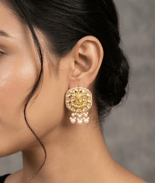 Aganya kreation Earrings Ekdant Polki Kundan Earrings - Timeless Elegance
