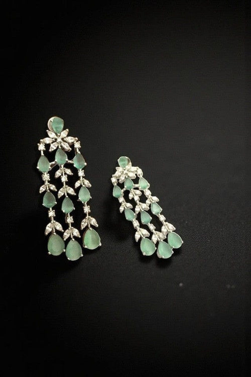 Aganya kreation Earrings Elegant Elsa Earrings - Silver Plated with AD Stones