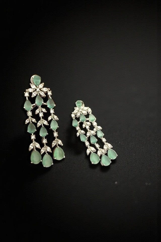 Aganya kreation Earrings Elegant Elsa Earrings - Silver Plated with AD Stones