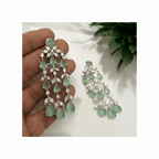 Aganya kreation Earrings Elegant Elsa Earrings - Silver Plated with AD Stones