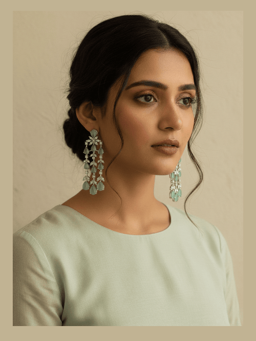 Aganya kreation Earrings Elegant Elsa Earrings - Silver Plated with CZ Stones