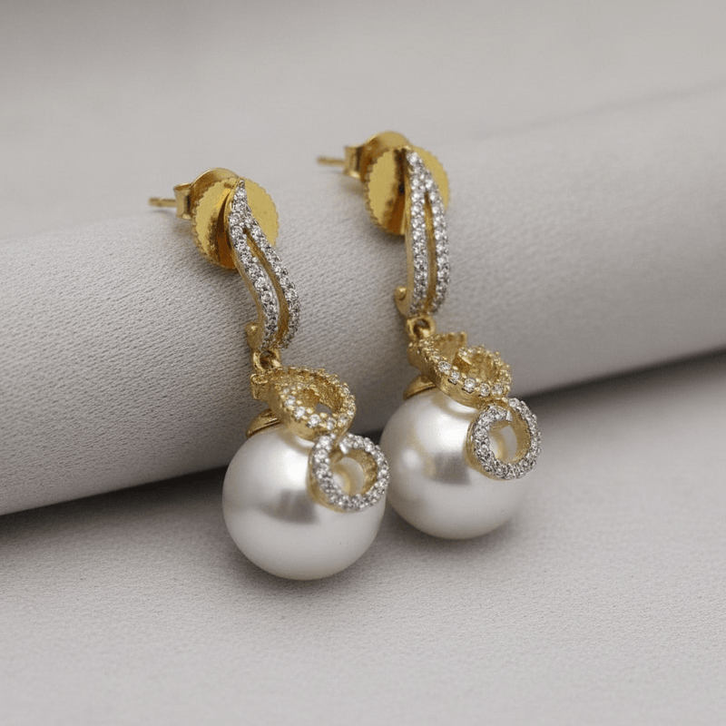 Aganya kreation Earrings Elegant Komal AD Earrings with Pearl Drop Design