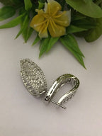 Aganya kreation Earrings Elegant Leaf Baliya - Alloy Jewelry with CZ Stones